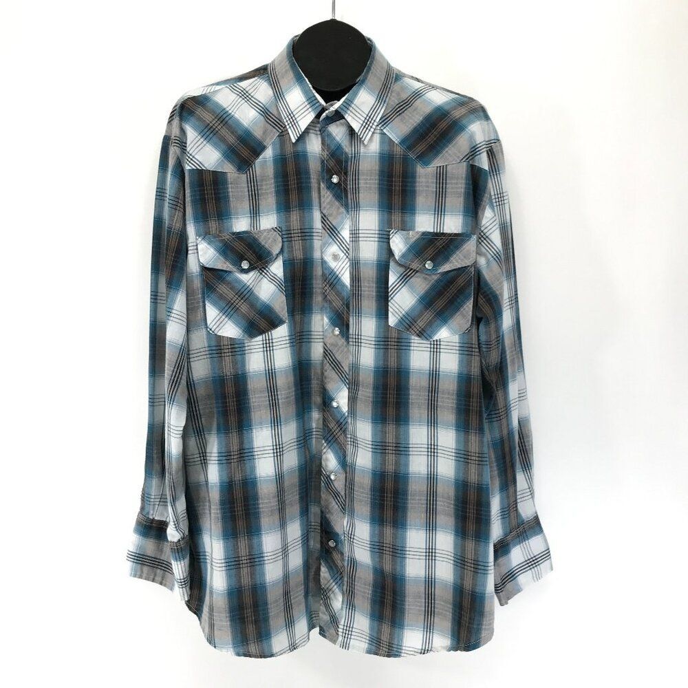 Roper Long Sleeve Pearl Snap Western Shirt Men's Size 2XL Plaid Woven Cowboy